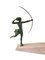 Marcel Bouraine / Demarco, Art Deco Hunting Atlanta or Diana Figure with Antelope, 1920s, Metal on Stone Base, Image 7