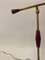 Lámpara de escritorio ajustable de latón y acero en burdeos, años 50, Imagen 7