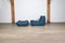 Togo Lounge Chair & Ottoman in Petrol Leather by Michel Ducaroy for Ligne Roset, 1972, Set of 2, Image 5