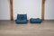 Togo Lounge Chair & Ottoman in Petrol Leather by Michel Ducaroy for Ligne Roset, 1972, Set of 2 4