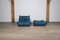 Togo Lounge Chair & Ottoman in Petrol Leather by Michel Ducaroy for Ligne Roset, 1972, Set of 2, Image 4