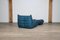 Togo Lounge Chair & Ottoman in Petrol Leather by Michel Ducaroy for Ligne Roset, 1972, Set of 2, Image 6
