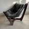 Brown Leather Luna Lounge Chair attributed to Odd Knutsen, 1970s 2