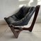 Brown Leather Luna Lounge Chair attributed to Odd Knutsen, 1970s 5