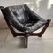 Brown Leather Luna Lounge Chair attributed to Odd Knutsen, 1970s, Image 1