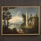 River Landscape with Ruins and Fishermen, 1750, Oil on Canvas, Framed 1