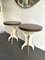 Tavolini in legno laccato crema e cioccolato e metallo, Italia, inizio XXI secolo, set di 2, Immagine 3