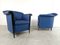 Blue Leather Armchairs by Durlet, 1990s, Set of 2 3