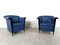 Blue Leather Armchairs by Durlet, 1990s, Set of 2 8