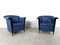 Blue Leather Armchairs by Durlet, 1990s, Set of 2, Image 8