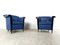 Blue Leather Armchairs by Durlet, 1990s, Set of 2 9