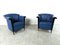 Blue Leather Armchairs by Durlet, 1990s, Set of 2, Image 1
