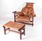 Leather and Rope Big Armchair and Ottoman, Set of 2 1