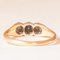 Antique 14k Yellow Gold Trilogy Ring with Rosette Cut Diamonds, 1920s 5