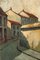 Artista di scuola francese, Strada con chiesa, Dipinto ad olio su tavola, Inizio XX secolo, Con cornice, Immagine 4