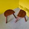 French Wooden Farmers Tripod Stools, 1970s, Set of 2 3