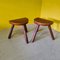 French Wooden Farmers Tripod Stools, 1970s, Set of 2 2