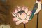 Biombo de laca china con decoraciones de flor de loto y esmalte, años 50, Imagen 14