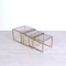 Nesting Tables in Brass and Glass Fumè, 1970s, Set of 3 1