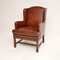 Swedish Leather Wing Back Armchair, 1930s 2