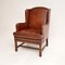 Swedish Leather Wing Back Armchair, 1930s, Image 2