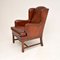 Swedish Leather Wing Back Armchair, 1930s 4