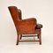 Swedish Leather Wing Back Armchair, 1930s 3