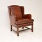 Swedish Leather Wing Back Armchair, 1930s, Image 1