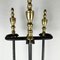 Vintage Cast Iron Brass Accessories for Fireplace, 1930s, Set of 4 3