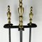 Vintage Cast Iron Brass Accessories for Fireplace, 1930s, Set of 4, Image 3