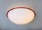 Large Glass Ceiling Lamp with Red Edge, 1960s 4