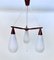 Danish Teak and Opaline Glass 3-Light Drop Hanging Lamp, 1950s 1