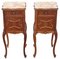 French Walnut Bedside Tables in Marble Tops, 1920s, Set of 2 5