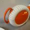 Art Deco Orange and White Ceramic Rosolio Service by Rome Umbertide, 1930s, Set of 8 4