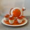 Art Deco Orange and White Ceramic Rosolio Service by Rome Umbertide, 1930s, Set of 8 10