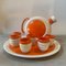 Servizio da rosolio Art Déco in ceramica arancione e bianca di Rome Umbertide, anni '30, set di 8, Immagine 10