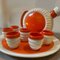 Servizio da rosolio Art Déco in ceramica arancione e bianca di Rome Umbertide, anni '30, set di 8, Immagine 13