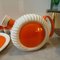 Art Deco Orange and White Ceramic Rosolio Service by Rome Umbertide, 1930s, Set of 8 5