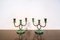 Brass Candleholders in Oxidized Brass, Italy, 1940s, Set of 2 1