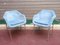 Blue Upholstery and Chrome Armchairs, 1970s, Set of 2 1