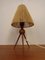 Lámpara de mesa trípode Mid-Century de teca y sisal, Dinamarca, años 50, Imagen 4