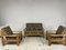 2-Seater Sofa and Wooden Armchairs in Fabric, 1960s, Set of 3 2