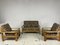 2-Sitzer Sofa & Holzsessel aus Stoff, 1960er, 3er Set 2