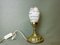 Small Mid-Century Portuguese Table Lamp with Hand Painted Glass Shade, 1960s, Image 3