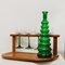 Vintage French Green Stem Wine Glasses and Decanter Set in Teak from Dolphin, 1970s, Image 2