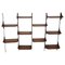 Italian Modular Wall Shelving System in Wood and Metal, 1950s, Set of 10 1