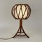 Rattan Bamboo and Fabric Table Lamp by Louis Sognot, France, 1950s, Image 3