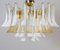 Large Murano Glass White and Amber Tulip Chandelier, Italy, 1970s 4