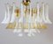 Large Murano Glass White and Amber Tulip Chandelier, Italy, 1970s, Image 4