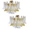 Large Murano Glass White and Amber Tulip Chandelier, Italy, 1970s, Image 1